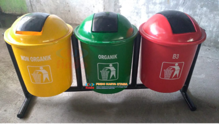 Tempat Sampah Bulat Tiga Pilah 57 / Tempat Sampah